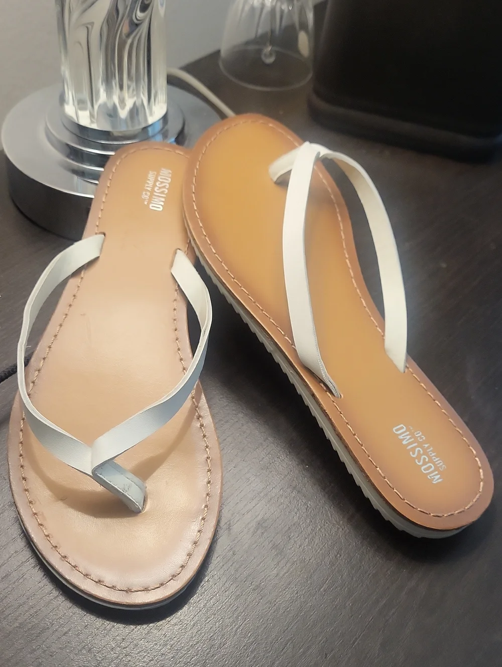 Mossimo Supply Co. White Strap Tan Footbed Flip Flop Sandals